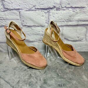 Paseart Rose Pink Suede Ankle Strap Espadrilles